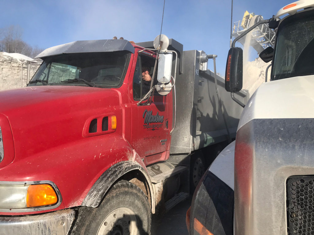 a red dump truck