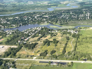 An aerial photo showing the Arboretum in July 2022