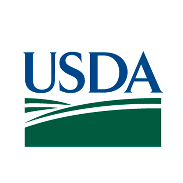 the letters USDA on a green shape representing a farm field